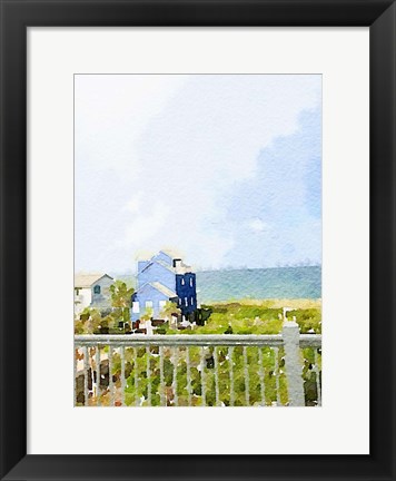 Framed Watercolor Coastal Cottage Print