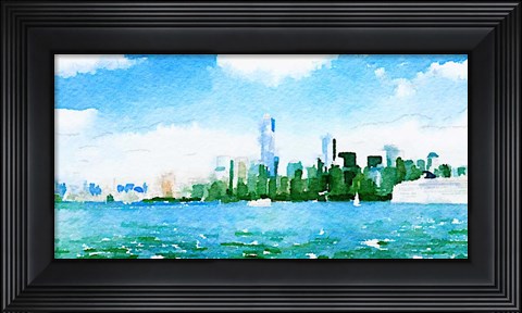Framed Watercolor NYC Skyline I Print