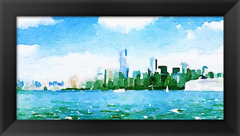 Framed Watercolor NYC Skyline I Print