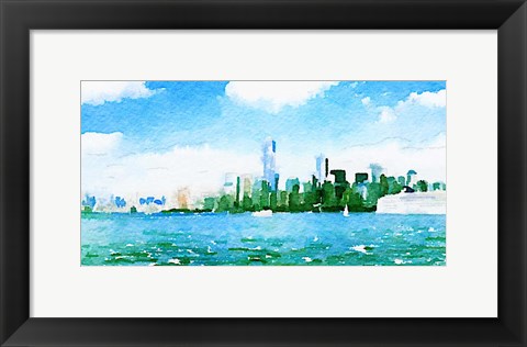 Framed Watercolor NYC Skyline I Print