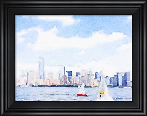 Framed Watercolor NYC Skyline II Print