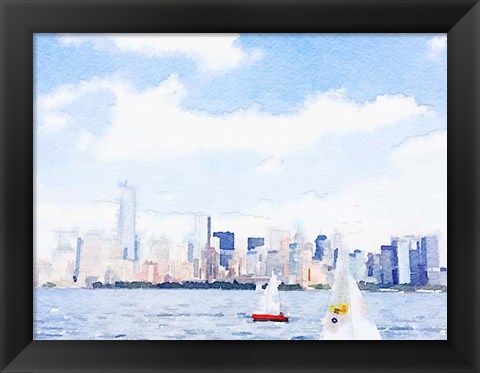 Framed Watercolor NYC Skyline II Print