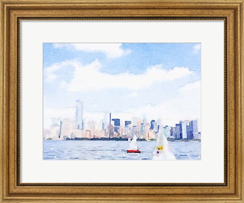 Framed Watercolor NYC Skyline II Print