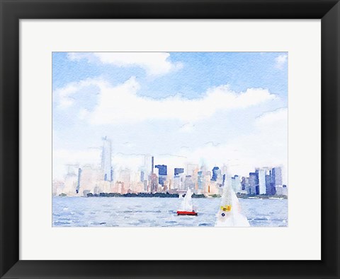 Framed Watercolor NYC Skyline II Print