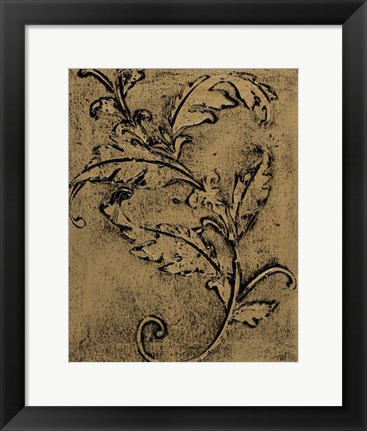 Framed Leaf Scroll I Print