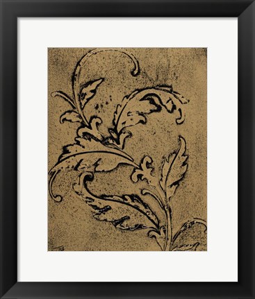 Framed Leaf Scroll II Print