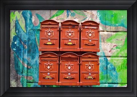 Framed City Mail Boxes Print