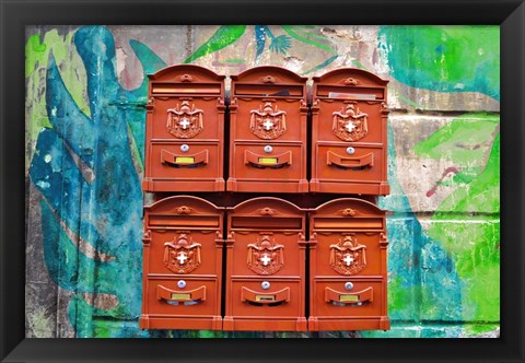 Framed City Mail Boxes Print