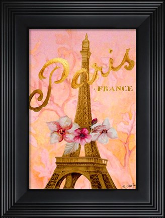 Framed Gold Paris Eiffel Panel Print