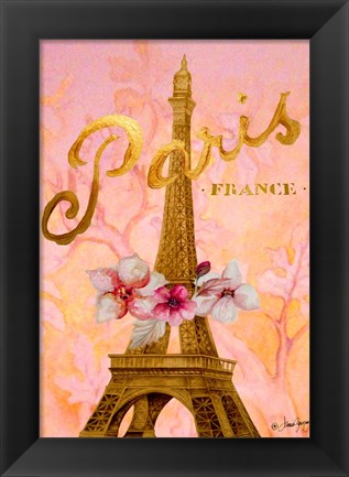 Framed Gold Paris Eiffel Panel Print