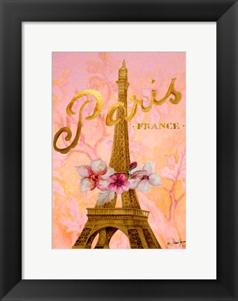 Framed Gold Paris Eiffel Panel Print