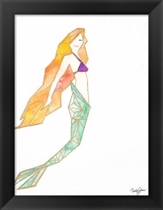 Framed Origami Mermaid Print