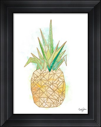 Framed Watercolor Origami Pineapple Print