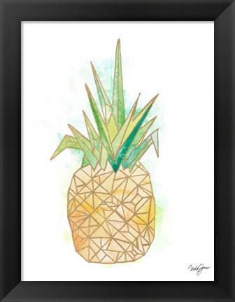 Framed Watercolor Origami Pineapple Print