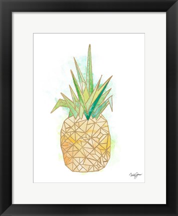 Framed Watercolor Origami Pineapple Print