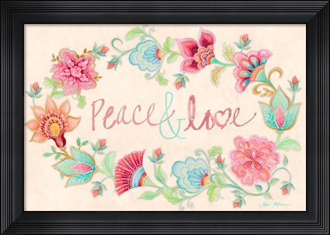 Framed Peace and Love Wreath Print