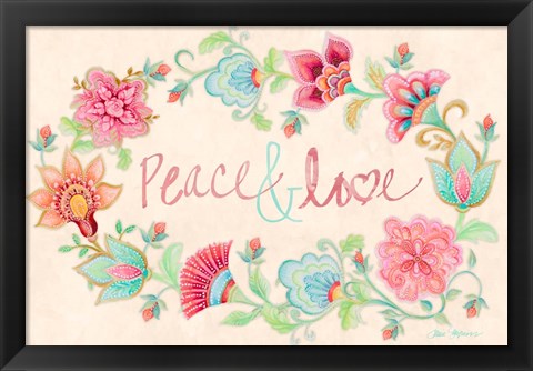 Framed Peace and Love Wreath Print