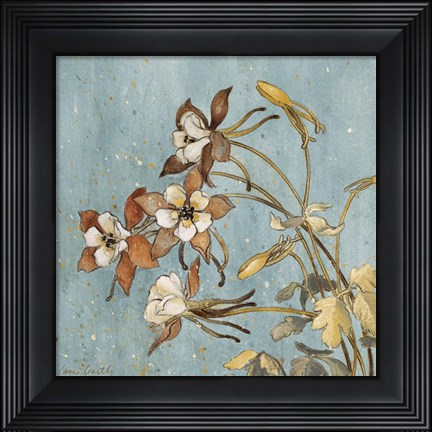 Framed Wild Flowers on Blue II Print