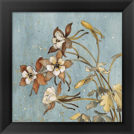 Framed Wild Flowers on Blue II Print