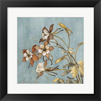 Framed Wild Flowers on Blue II Print