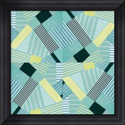 Framed Geo Stripes in Pale Teal Print