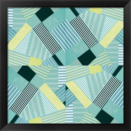 Framed Geo Stripes in Pale Teal Print