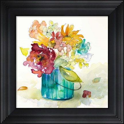 Framed Flower Burst in Vase II Print