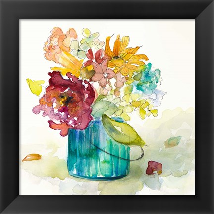 Framed Flower Burst in Vase II Print