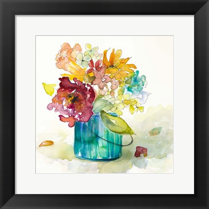 Framed Flower Burst in Vase II Print