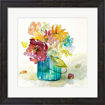Framed Flower Burst in Vase II Print