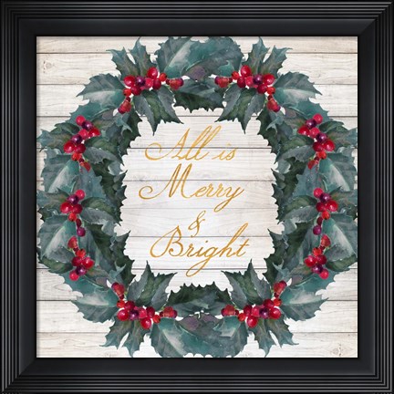 Framed All Is Merry &amp; Bright Print