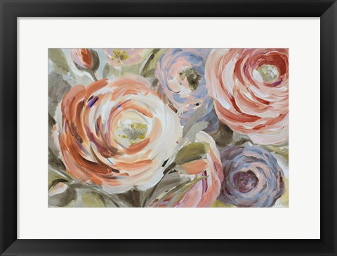 Framed Orange &amp; Violet Ranunculus Print