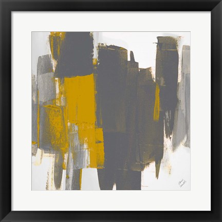 Framed Prevailing Gray Square I Print