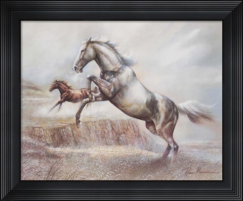 Framed Wild Horses II Print