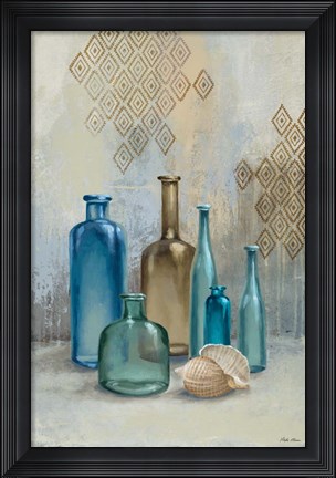 Framed Glass Bottles II Print