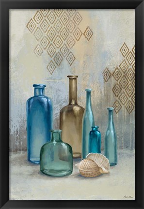 Framed Glass Bottles II Print