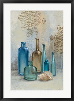 Framed Glass Bottles II Print