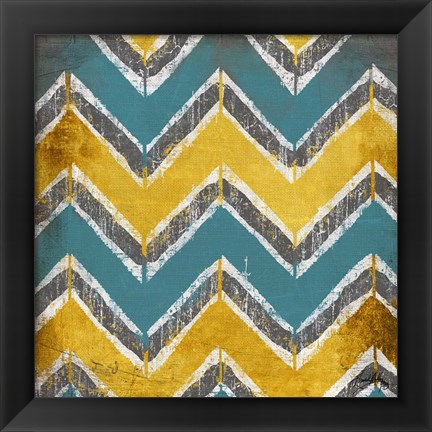 Framed Teal &amp; Gold Modele I Print