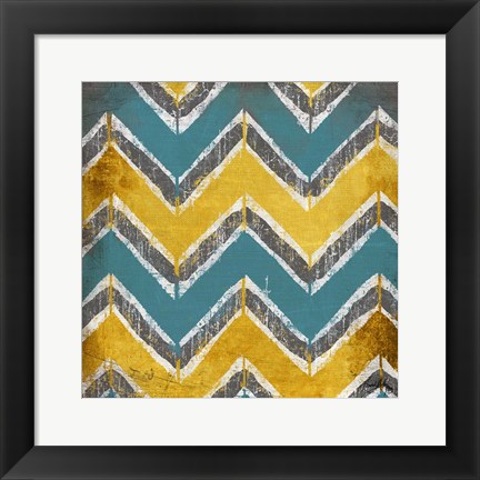 Framed Teal &amp; Gold Modele I Print