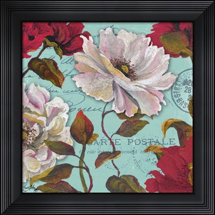 Framed Paris Aqua Flowers II Print