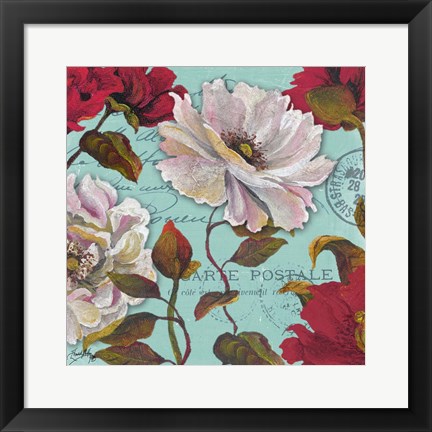 Framed Paris Aqua Flowers II Print