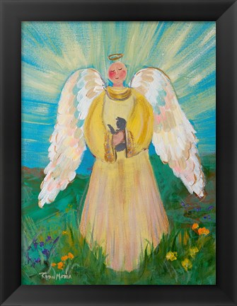 Framed Purrfectly Heavenly Angel Print