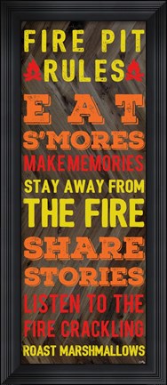 Framed Fire Pit Rules Print
