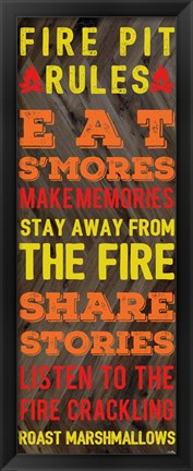 Framed Fire Pit Rules Print