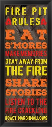 Framed Fire Pit Rules Print