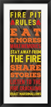 Framed Fire Pit Rules Print