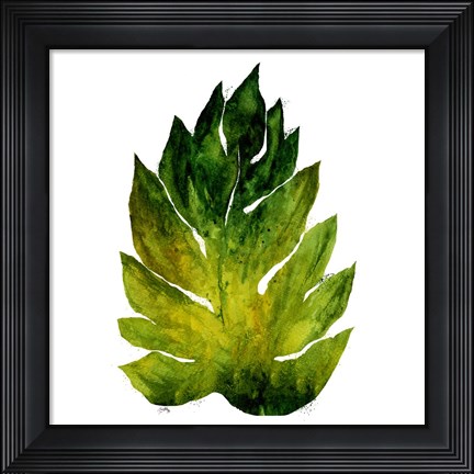 Framed Green Leaves Square I Print