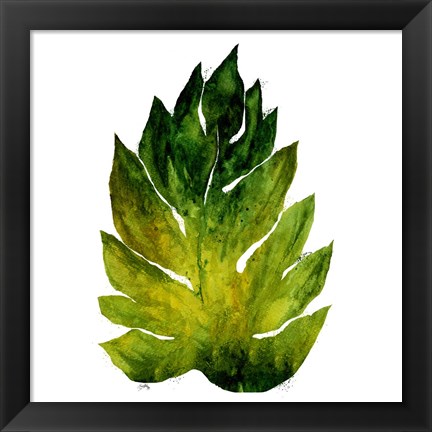 Framed Green Leaves Square I Print