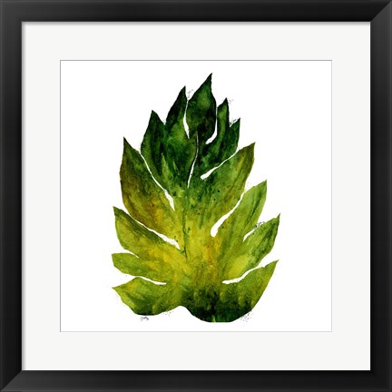 Framed Green Leaves Square I Print