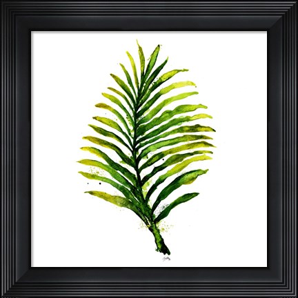 Framed Green Leaves Square II Print